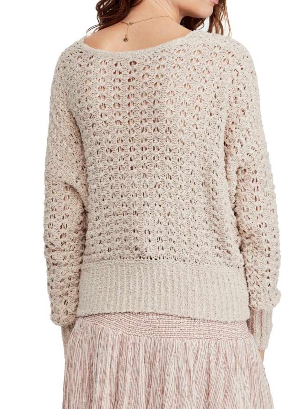 Free People Best of You V-Neck Sweater Size Medium Neutral Color Retail $128 - Picture 5 of 11